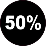 50 procent rund sort hvid - 88005