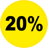 20 procent rund gul sort - 88021