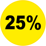 25 procent rund gul sort - 88022
