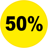 50 procent rund gul sort - 88025