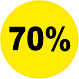 70 procent rund gul sort - 88027