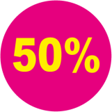 50 procent rund magenta gul - 88035