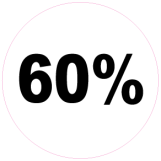 60 procent rund hvid sort - 88016