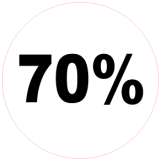 70 procent rund hvid sort - 88017